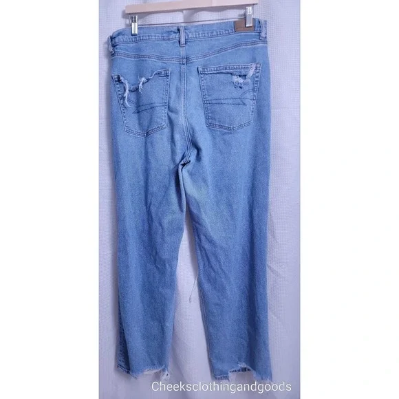 American Eagle Highest Rise Baggy Straight Distressed Jeans‎ Women's size 16 R - Picture 5 of 11